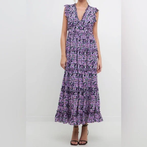 ✨Free the Roses FLORAL RUFFLE DETAIL LONG DRESS - Picture 10 of 10